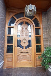 carved front door